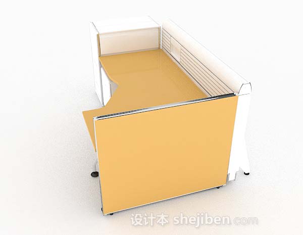免费现代简约黄色办公桌椅3d模型下载