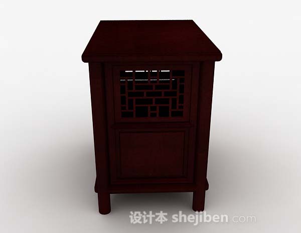 设计本中式木质棕色储物柜3d模型下载