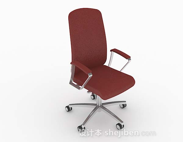 轮滑式红色办公椅子3d模型下载