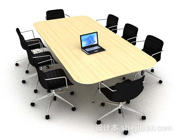 设计本现代办公会议桌椅3d模型下载