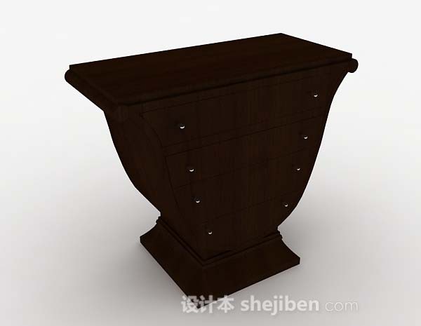 深棕色木质柜子3d模型下载