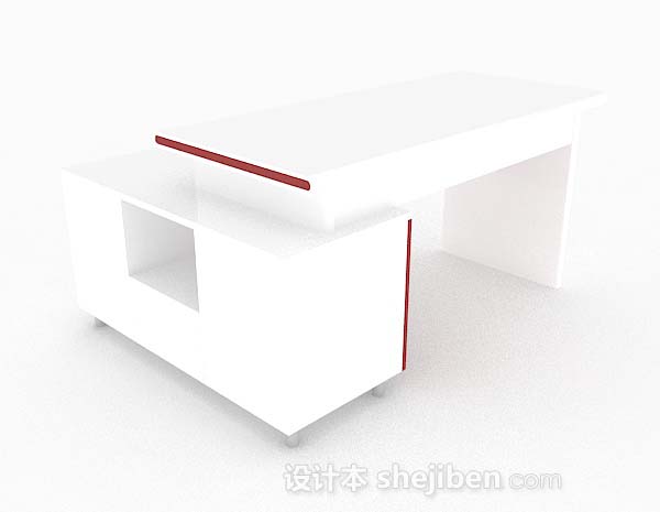 白色个性简约书桌3d模型下载