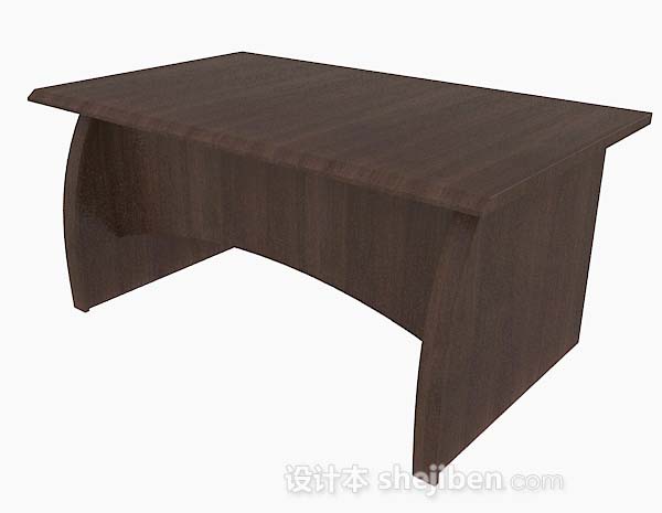 免费现代简约木质棕色书桌3d模型下载