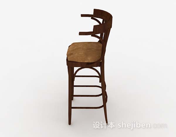 免费木质棕色高脚椅3d模型下载