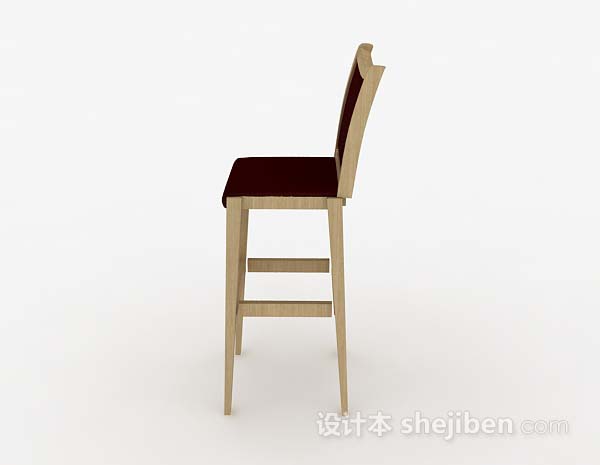 免费暗红色木质吧台椅3d模型下载