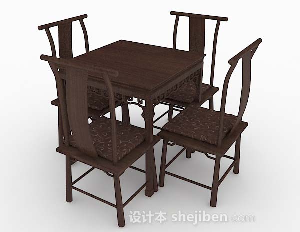 设计本中式木质复古桌椅3d模型下载