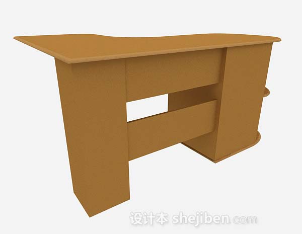 设计本姜黄色办公桌子3d模型下载
