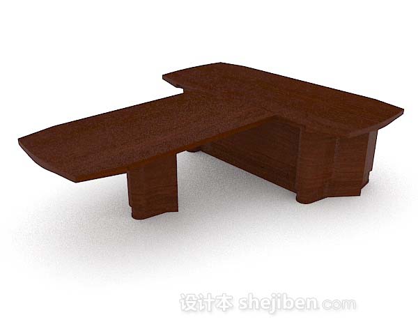 免费棕色木质个性书桌3d模型下载