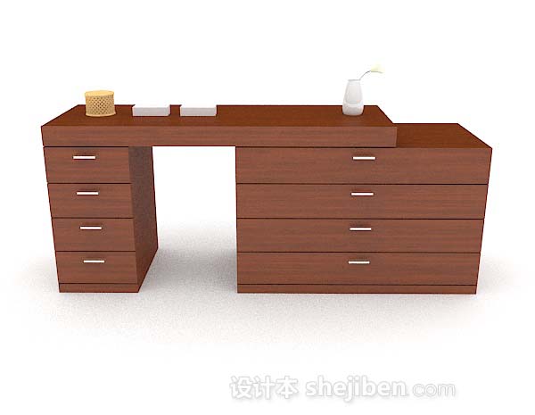 现代风格现代简约棕色书桌3d模型下载