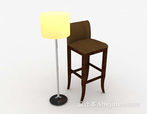 木质高脚休闲椅3d模型下载