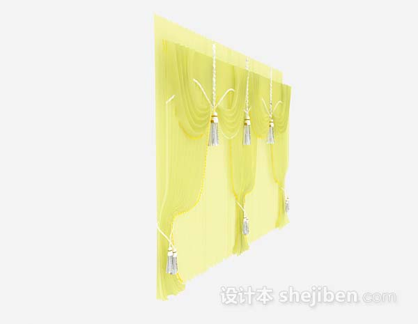 设计本黄色纱质窗帘3d模型下载