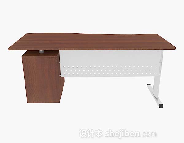 设计本简单棕色木质书桌3d模型下载