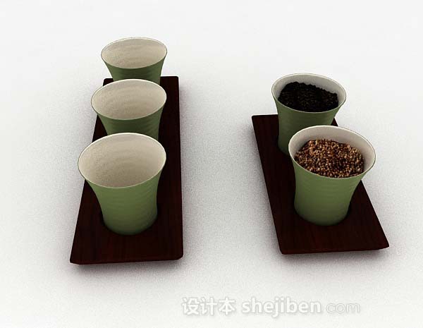 现代风格绿色简单茶具3d模型下载