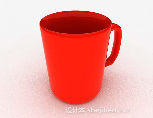 红色马克杯3d模型下载