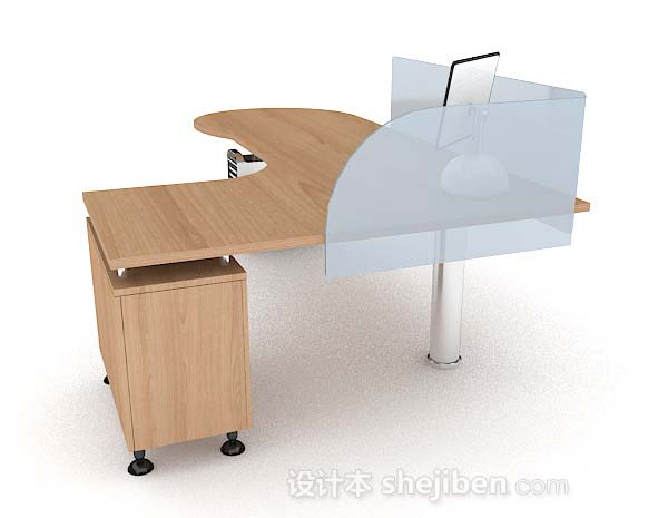 设计本现代简约木质书桌3d模型下载