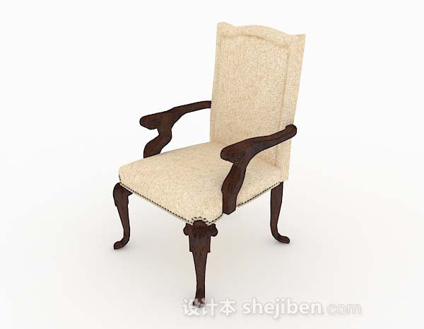 现代风格黄色木质家居椅子3d模型下载