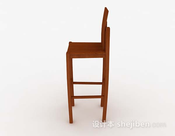 免费简单木质棕色吧台椅3d模型下载