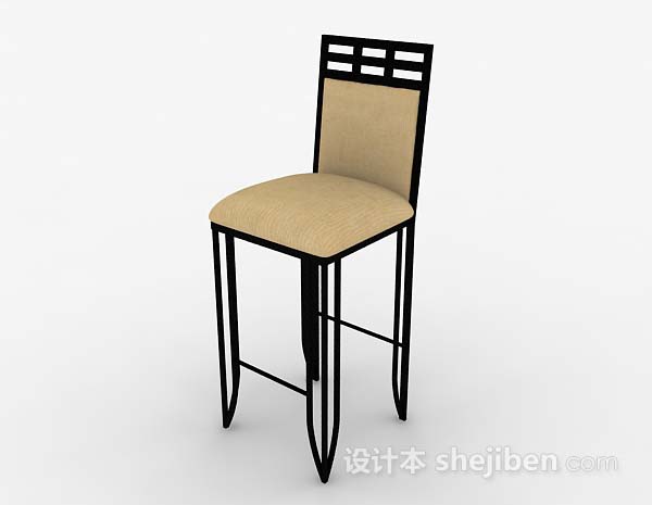 现代风格棕色木质简单吧椅3d模型下载