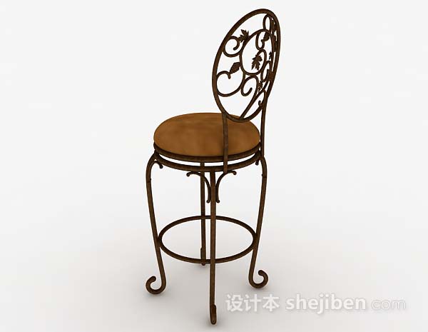 设计本欧式铁艺棕色休闲椅子3d模型下载