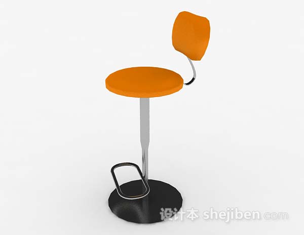 免费现代橙色吧台椅3d模型下载
