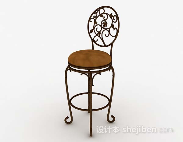 欧式风格欧式铁艺棕色休闲椅子3d模型下载