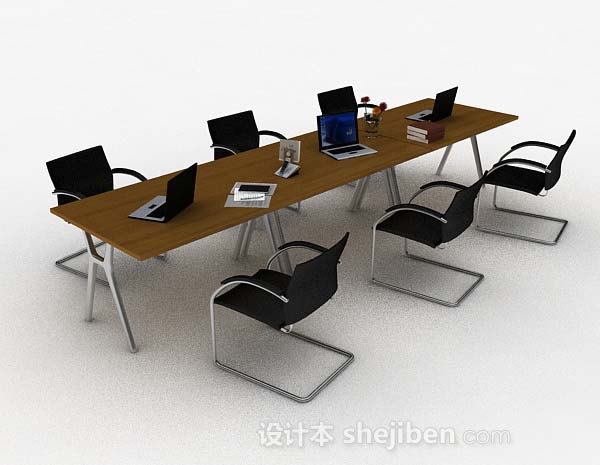 现代简约办公桌椅3d模型下载