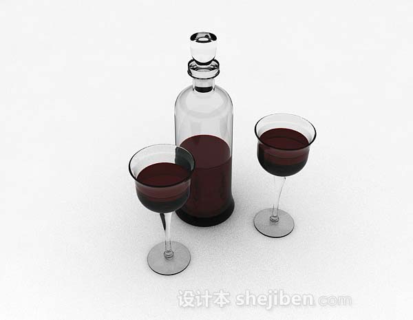 红酒玻璃杯3d模型下载