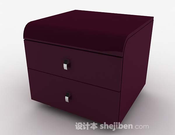 免费紫色大气床头柜3d模型下载