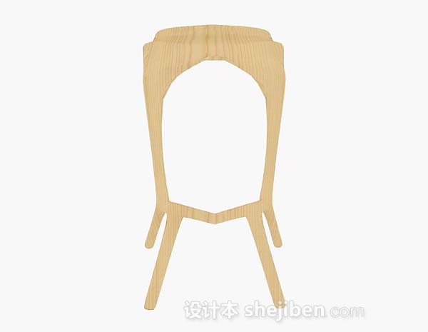现代风格个性黄色木质吧台椅3d模型下载