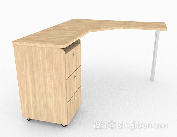 免费现代简约木质书桌3d模型下载