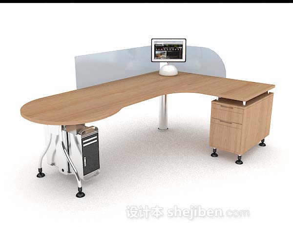 现代简约木质书桌3d模型下载