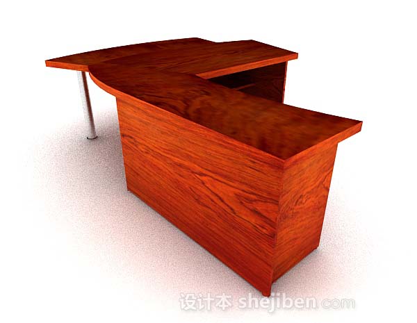 设计本红棕色个性木质书桌3d模型下载