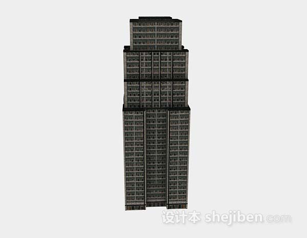 设计本现代个性黑灰色大厦3d模型下载