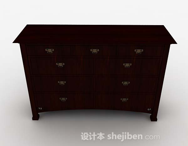 中式风格中式复古棕色柜子3d模型下载
