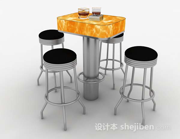 现代风格休闲吧台桌椅组合3d模型下载