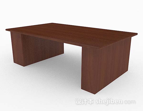 设计本棕色木质大书桌3d模型下载