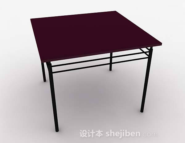 免费紫色木质简约餐桌3d模型下载
