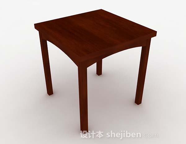 设计本方形棕色木质餐桌3d模型下载