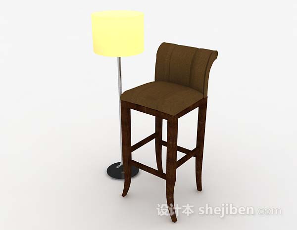 现代风格木质高脚休闲椅3d模型下载