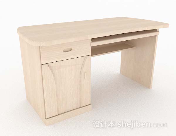 黄色简单木质书桌3d模型下载