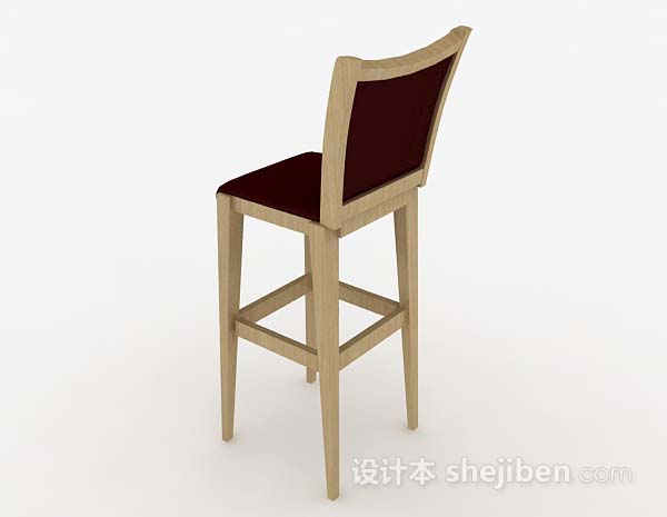 设计本暗红色木质吧台椅3d模型下载