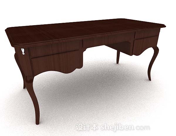 欧式风格欧式简约木质书桌3d模型下载