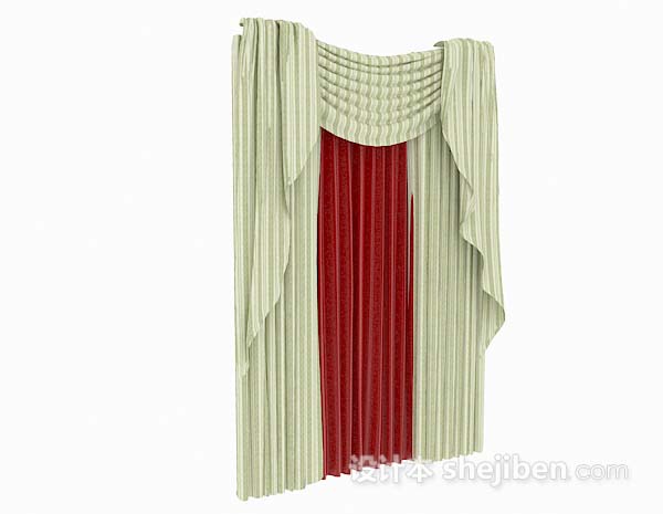 现代风格红绿色窗帘3d模型下载