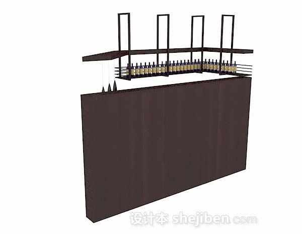 简单木质红酒架3d模型下载