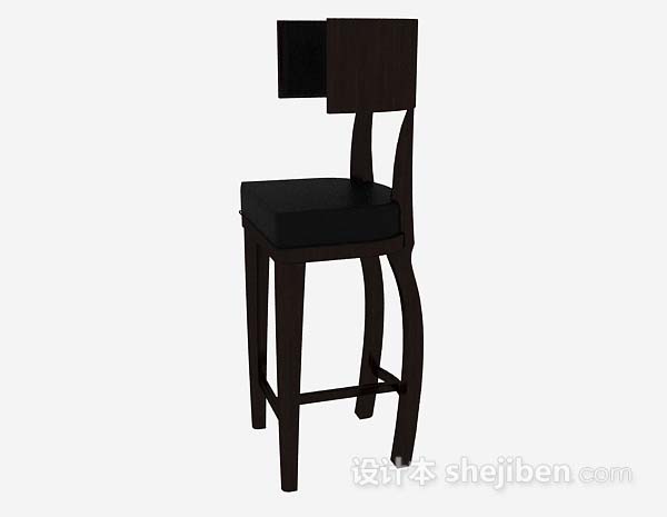 免费黑色木质简约吧台椅3d模型下载