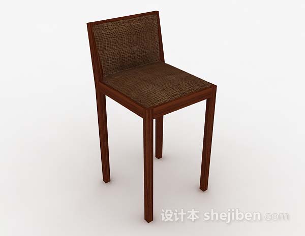 木质棕色高脚椅3d模型下载