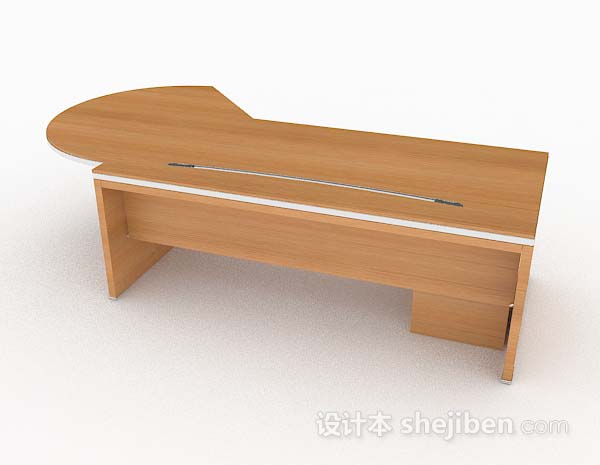 免费黄色木质简单现代书桌3d模型下载