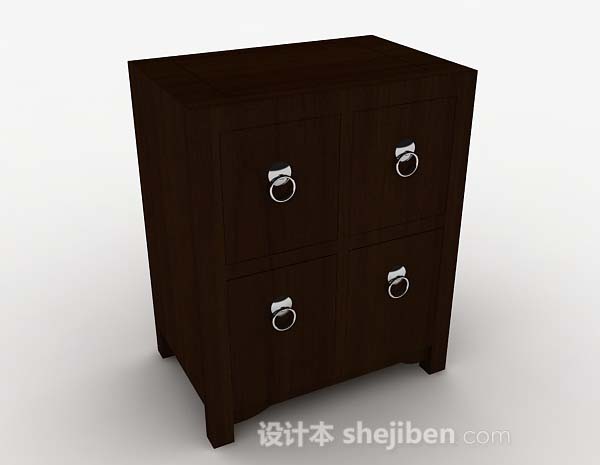 中式木质棕色储物柜3d模型下载