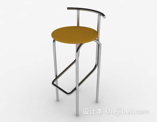 现代风格现代金属黄色吧台椅3d模型下载