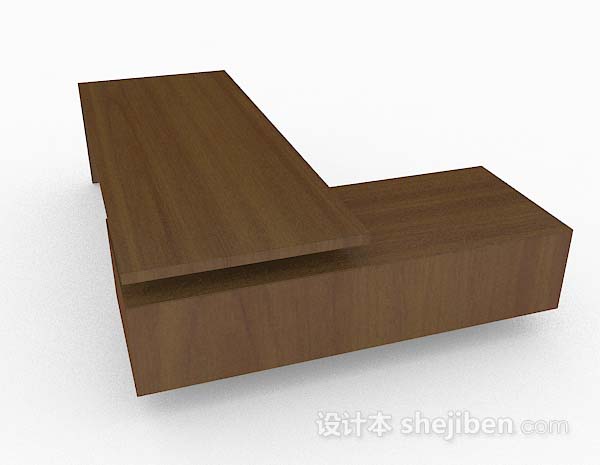 免费现代简约棕色书桌3d模型下载